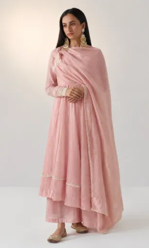 Blush Pink Embroidered Anarkali Set